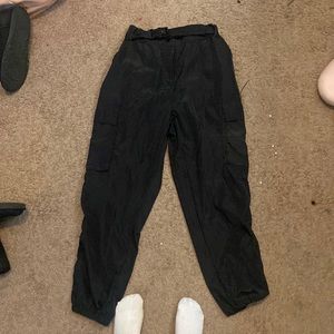 New look black polyester joggers with buckle size L